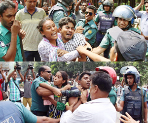 Police beat-up agitators